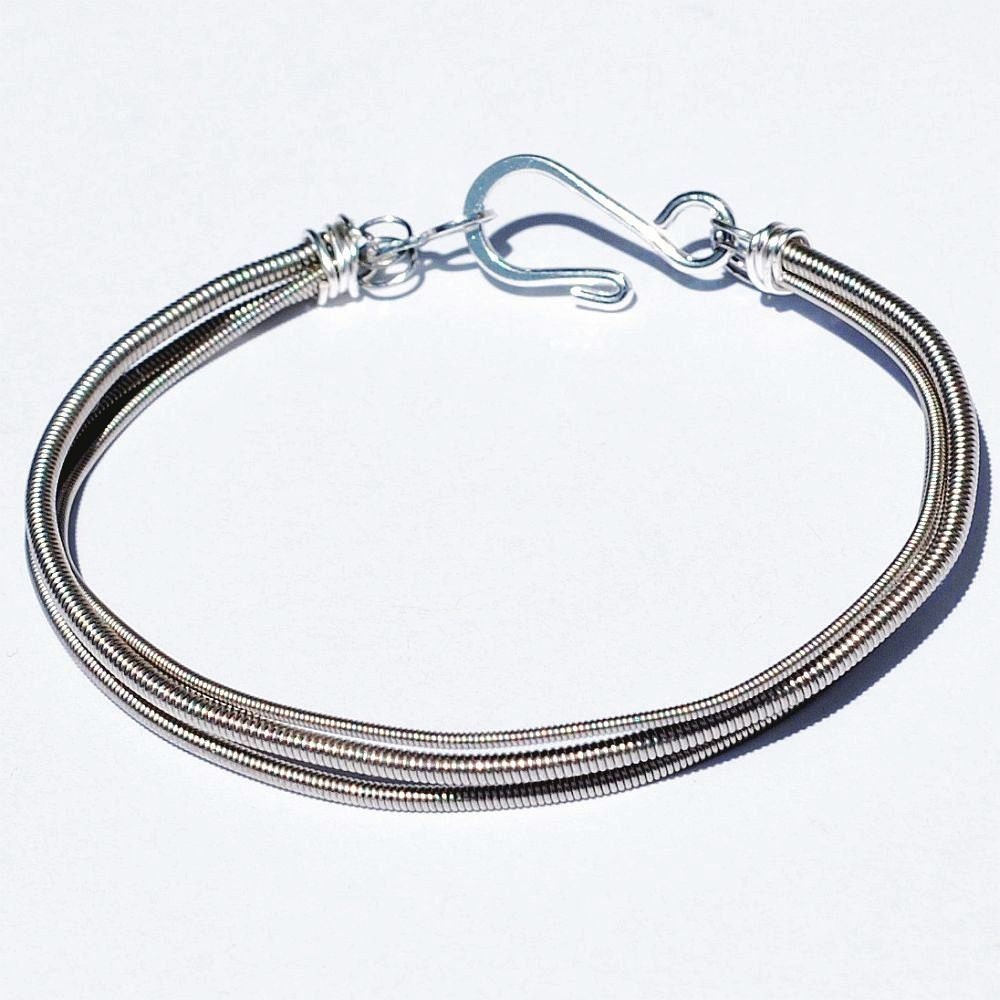 Bass Guitar String Bracelet 3 Strand Upcycled Jewelry