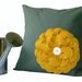 Mustard Yellow Flower Pillow in Mint - Floral Home Decor by JillianReneDecor Made to Order Gift for Her Grayed Jade