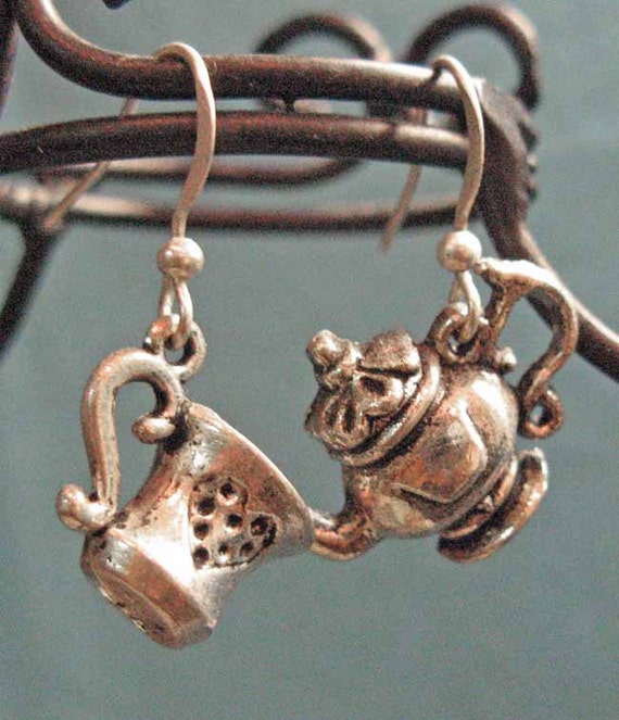 Tea Set Earrings Teapot Teacup Victorian Coffee Service