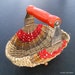 Handmade Basket from Pastry Blender with Red Leather Detail