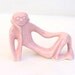 Mid Century Modern Monkey in Stoneware with Light Pink Glaze