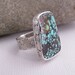 Shiny Star - Metalwork Oxidized Sterling Silver Turquoise Ring - Southwest Jewelry