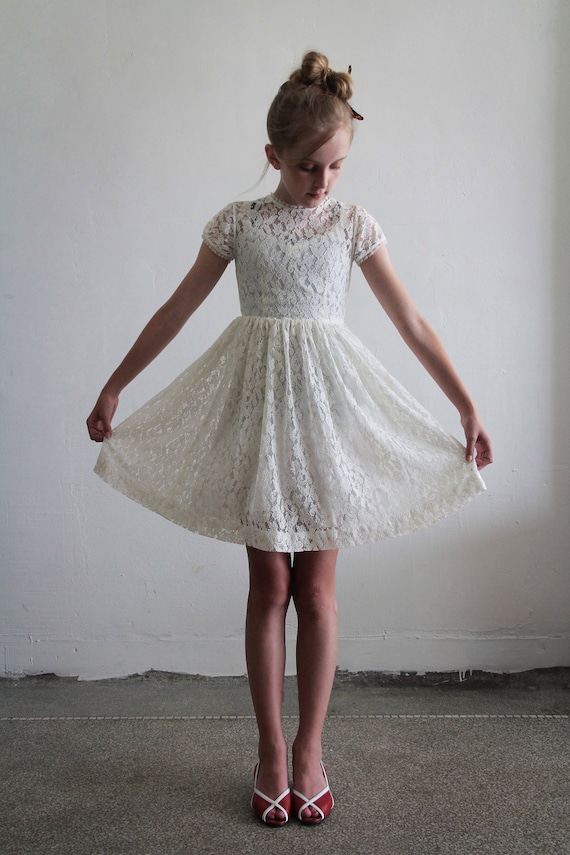 Lace flower girl dresses etsy