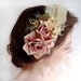 vintage wedding, mauve pink rose, flower fascinator, wedding hair accessory - PIROUTTE - feather headband