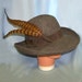 Gray hat felted wool wide brim with pheasant feathers vintage medium