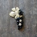 SALE 1960s bead and rhinestone brooch / pin / black / grape leaf brooch