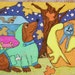 Dachshund Autumn Fall Art Ink Drawing Original OOAK Wiener Dog Pumpkin Carving Blue Ribbon Prize 5.5 X 8.5 Inches On Paper