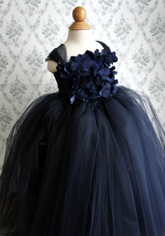 Flower girl dress Navy Blue tutu dress Girls Dress flower