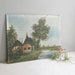 vintage original painting / cottage on the water