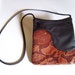 Black Leather Purse Handbag with Leaf Accent - Cross Body Style