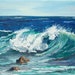 WAWAMALU WAVE Original Oil Painting Art Artwork Tropical Ocean Hawaii Beach Surf Surfing Waves Swell