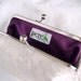 Bridal Clutch in Silver White Wedding Brocade with eggplant / aubergine / purple satin lining - Autumn Bride - Fall Wedding - READY TO SHIP