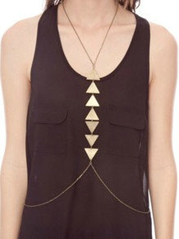 GEOMETRIC brass body chain necklace