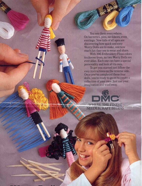 Miniature Clothespin Worry Dolls Craft Leaflets from DMC and