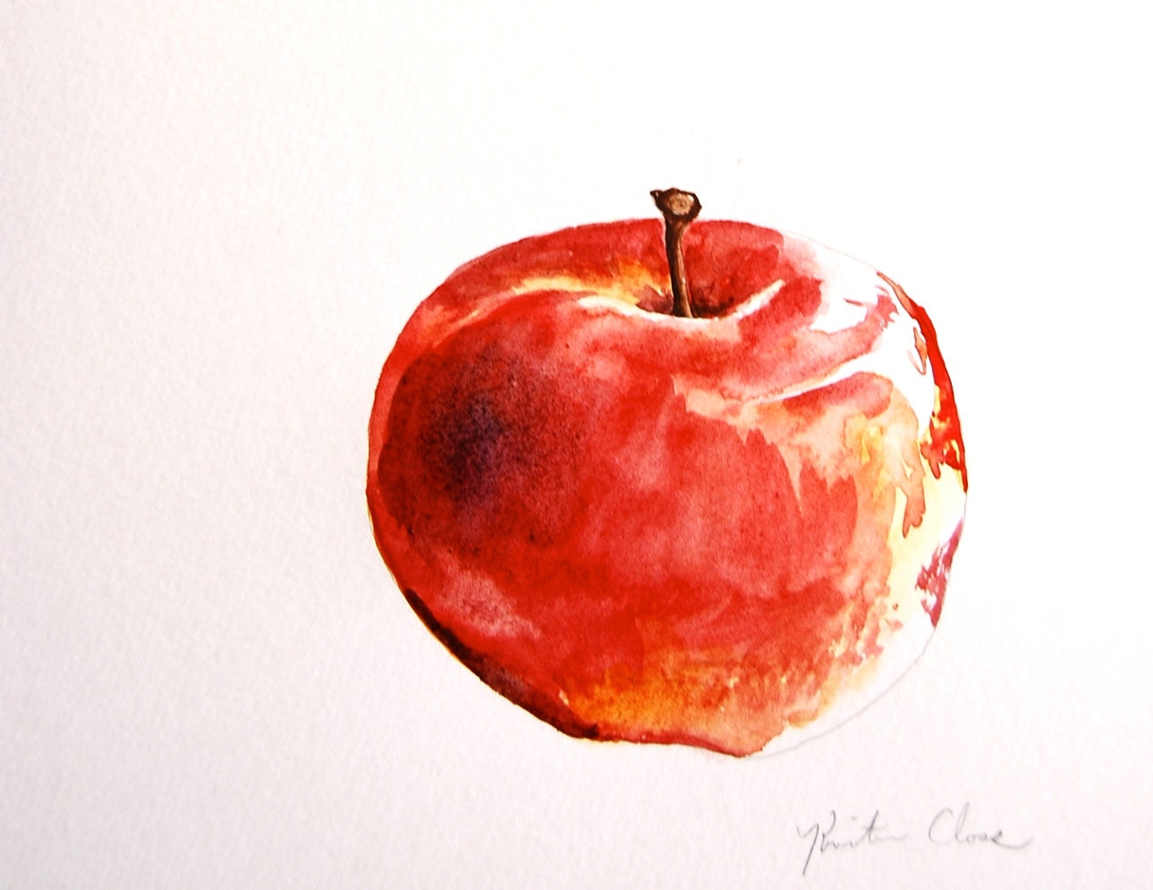 Watercolor Painting Original Apple Study Small Painting