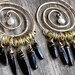 Bohemian Earrings Hammered Brass Spiral Earrings With Onyx Points