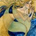 FREE SHIPPING - Golden Mermaid - 4.5 x 6.5 Original Painting - ink and watercolor - one of a kind
