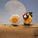 lampwork chicken and fried egg set of 2 beads... sra