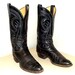 Black leather Tony Lama cowboy boots with blue and white stitching size 8.5 B