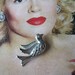 Vintage Shabby Chic silver tone Signed Bird Dove Brooch Wedding Bridal 260