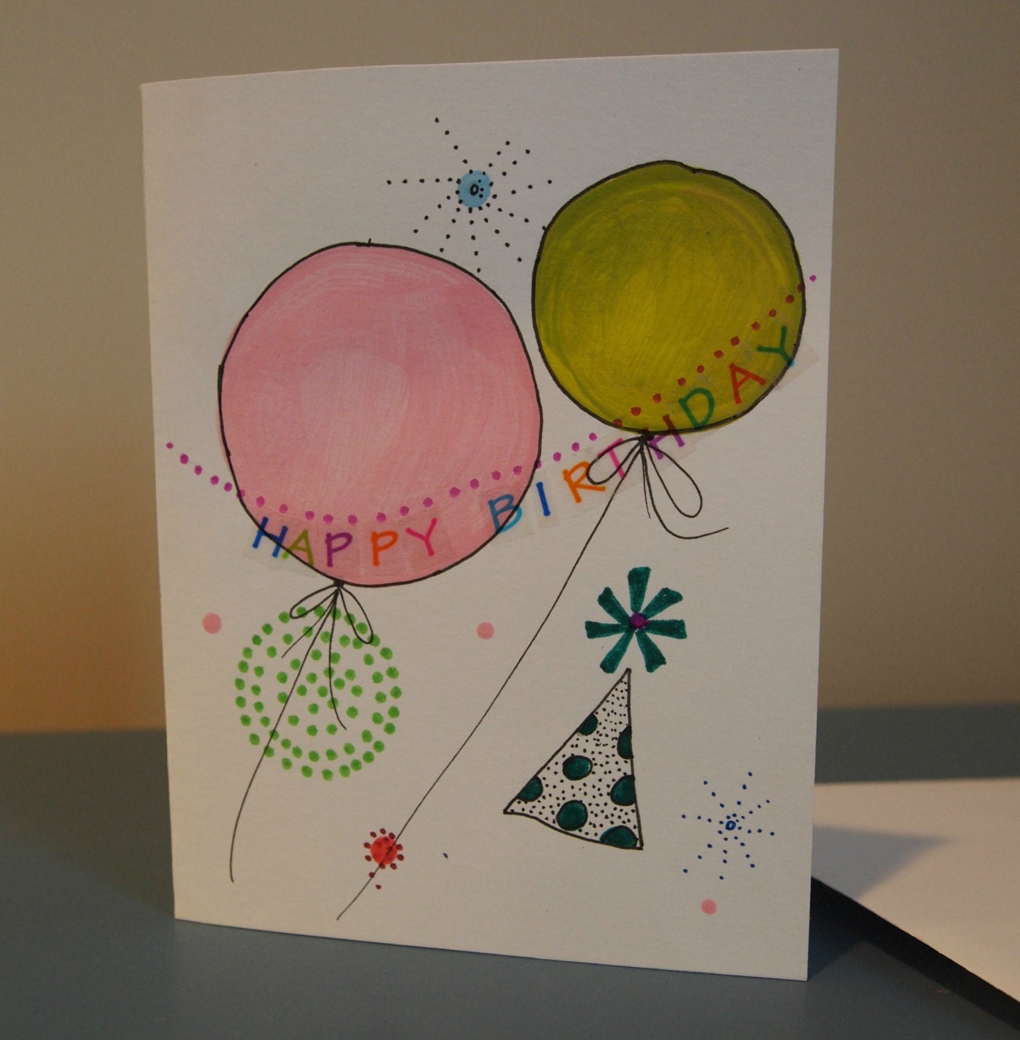 Hand Painted Handmade Birthday Card by DonnasGiftsNSuch on Etsy