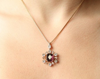 Vintage Amethyst Pendant Necklace Set Earrings Vintage Purple Wedding Prom Formal