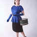 Vintage 1980s Dress - 80s does 40s Royal Blue and Black Peplum Torch Singer Dress XL