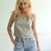Gingham Print Vintage 90s Cropped Tank Blouse - XS S