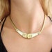 Egyptian White and Gold Tone Enamel Choker Collar Necklace - Vintage 70s