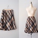vintage 1970s skirt / 70s plaid wool skirt / Milky Way plaid skirt