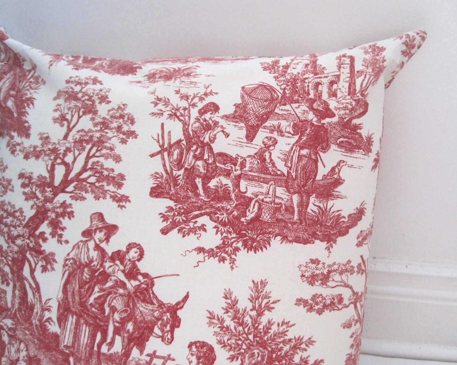Toile PILLOW Cover 24 Throw Pillow Sham Vintage