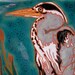 Great Blue Heron tile with rich detail in the arts and crafts style, great for bird lovers