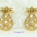 Vintage Earrings Rhinestone Pineapple Gold tone Avon