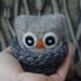Adopt a Baby Owl ... Plush Angora Toy Eco Friendly felt wool Owl in a Nest... brown white gray (woolcrazy)