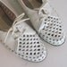 vintage white leather cut outs slip on shoes 6.5