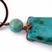 SALE Long Turquoise Stone Pendant Copper Wrapped. Adjustable Necklace. Blue and Brown. Temptress