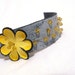 SALE Daisy leather bracelet. Leather jewelry. Grey and yellow