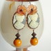 Floral Cameo Earrings Grey Mustard Large Victorian Lady Cameos Jewelry Gray Amber