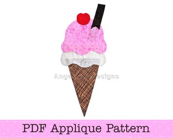 Ice Cream Template. Ice Cream Applique. Icecream Cone PDF Template. DIY. PDF Pattern by Angel Lea Designs