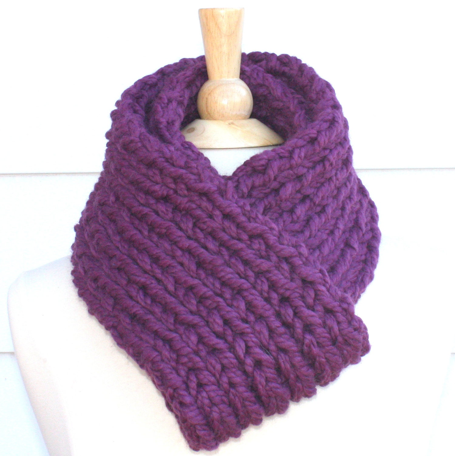Purple knit scarf women's winter scarf soft wool scarf