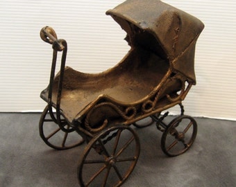 Antique Baby Carriage Stroller Miniature Toy Buggy