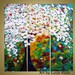 Original Modern Impressionism Oil Painting WHITE CHERRY TREE by Luiza Vizoli 36x36