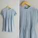 vintage '80s baby blue & white PINSTRIPE PINTUCK DENIM mini dress. size l xl.