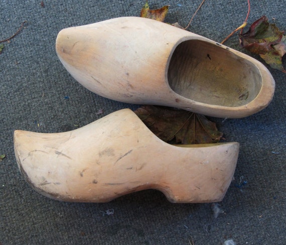 1 Pair Dutch Wooden Shoes Clogs Sabots Vintage by AtticEmporium
