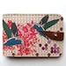 Leather card case/ Oyster card holder - Hummingbirds and flowers