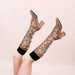 Vintage 60's TAPESTRY leather Boots 6 1/2 M - INSANE, so rare, suede knee high boots, zip boots, mod gogo disco- FREE Worldwide Shipping
