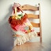 Large Boho Bag Cross Body Messenger Bag Coral Floral Purse Vintage Fabric Bohemian Handbag Cream Fringe Shabby Chic 'DEANDRA'