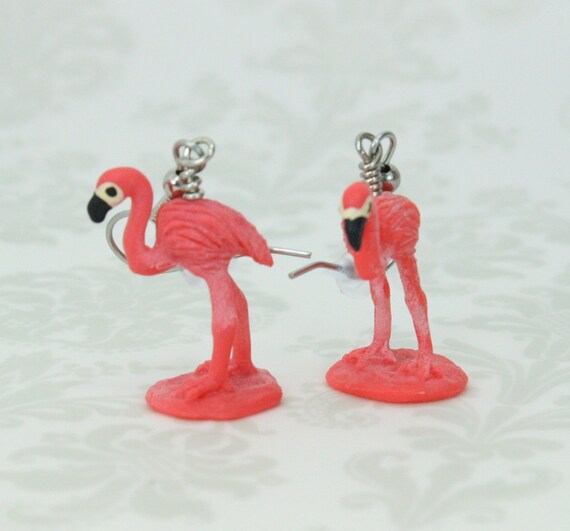 Pink Flamingo Earrings White Elephant Gift DNLA4 by JegasCreations