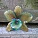 Real Natural Olive Green and Teal Medium ORCHID Pendant and Pin