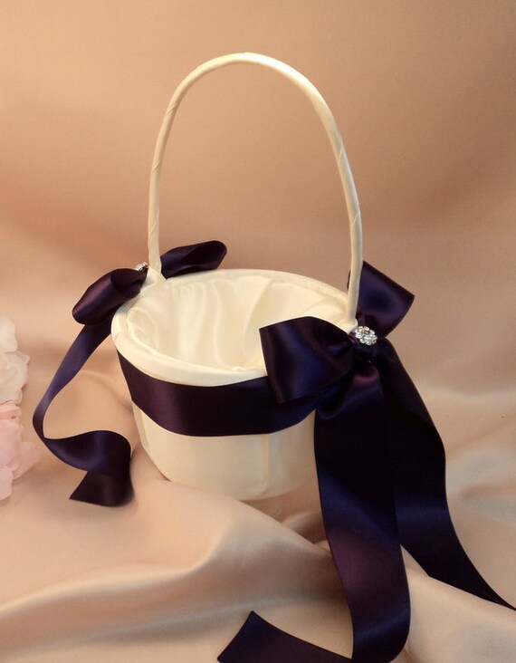 Lovely Satin Flower Girl Basket with Vibrant Rhinestone